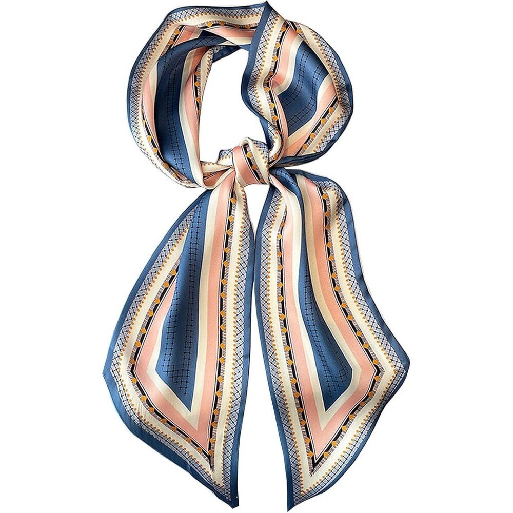 Women's blue and Pink Fashion Purse Scarf Silky For Handbags Bag Skinny Scarves